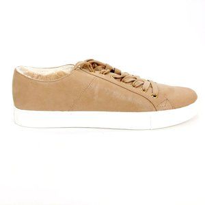 LOFT Womens Sneakers Shoes Faux Leather Taupe Lined Low‎ Top Lace Up 10.5M
